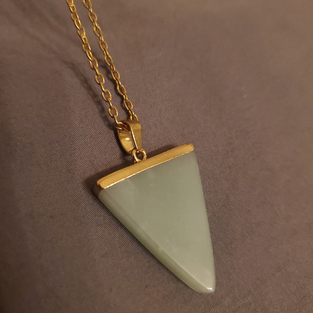 Seafoam Triangle and Gold Accent Necklace